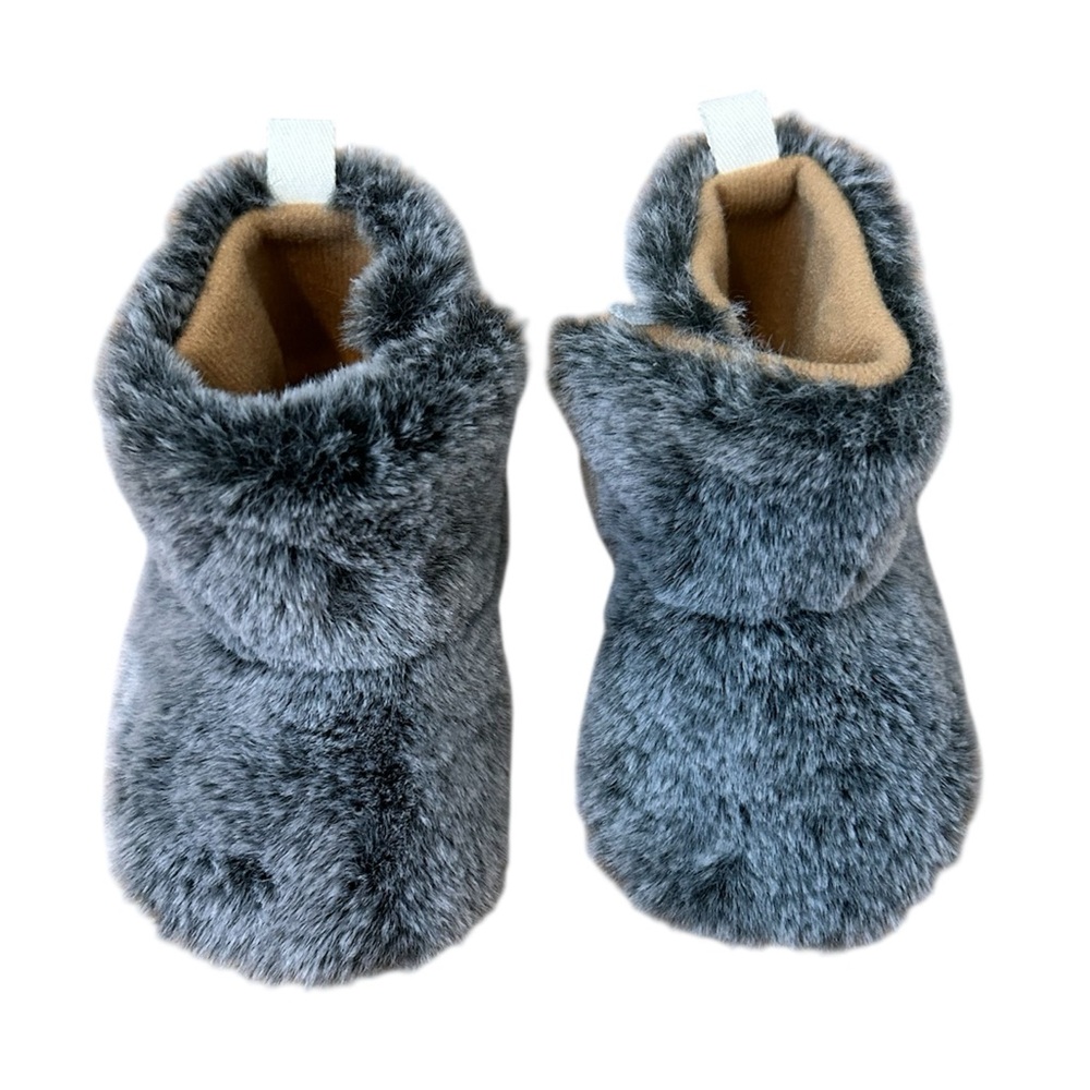 6-12m Baby Booties Faux Fur Furry Velcro Fuzzy Infant Crib Shoes Winter 6 9 12 m